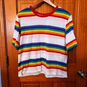 Rainbow Pride Stripes White Croptop XL